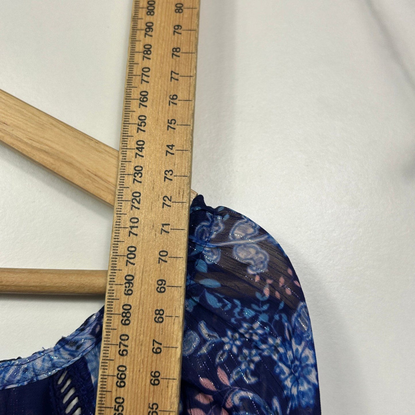 Just Jeans  Blue Pink Floral  Boho Peasant Top Blouse Size 14