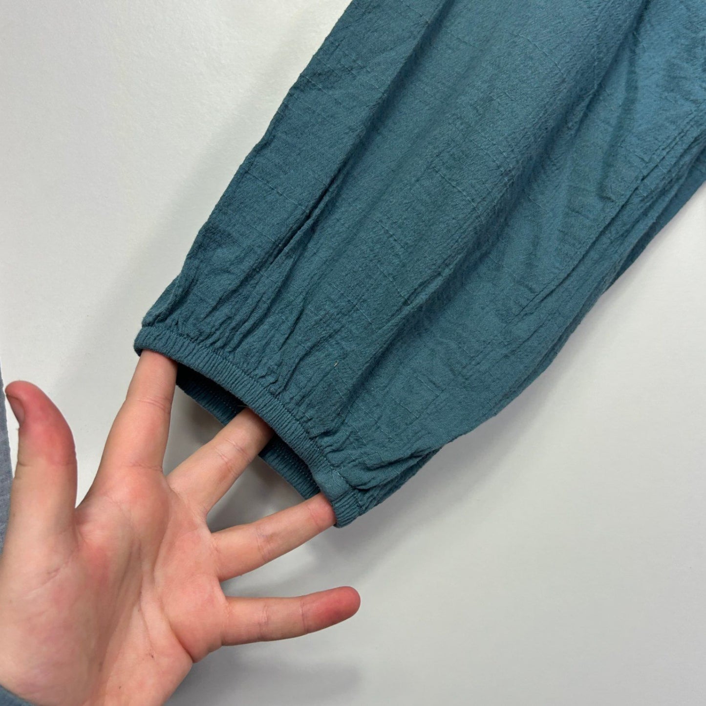 &me Teal Blue Cotton Long Sleeve V Neck Top Blouse Size 14