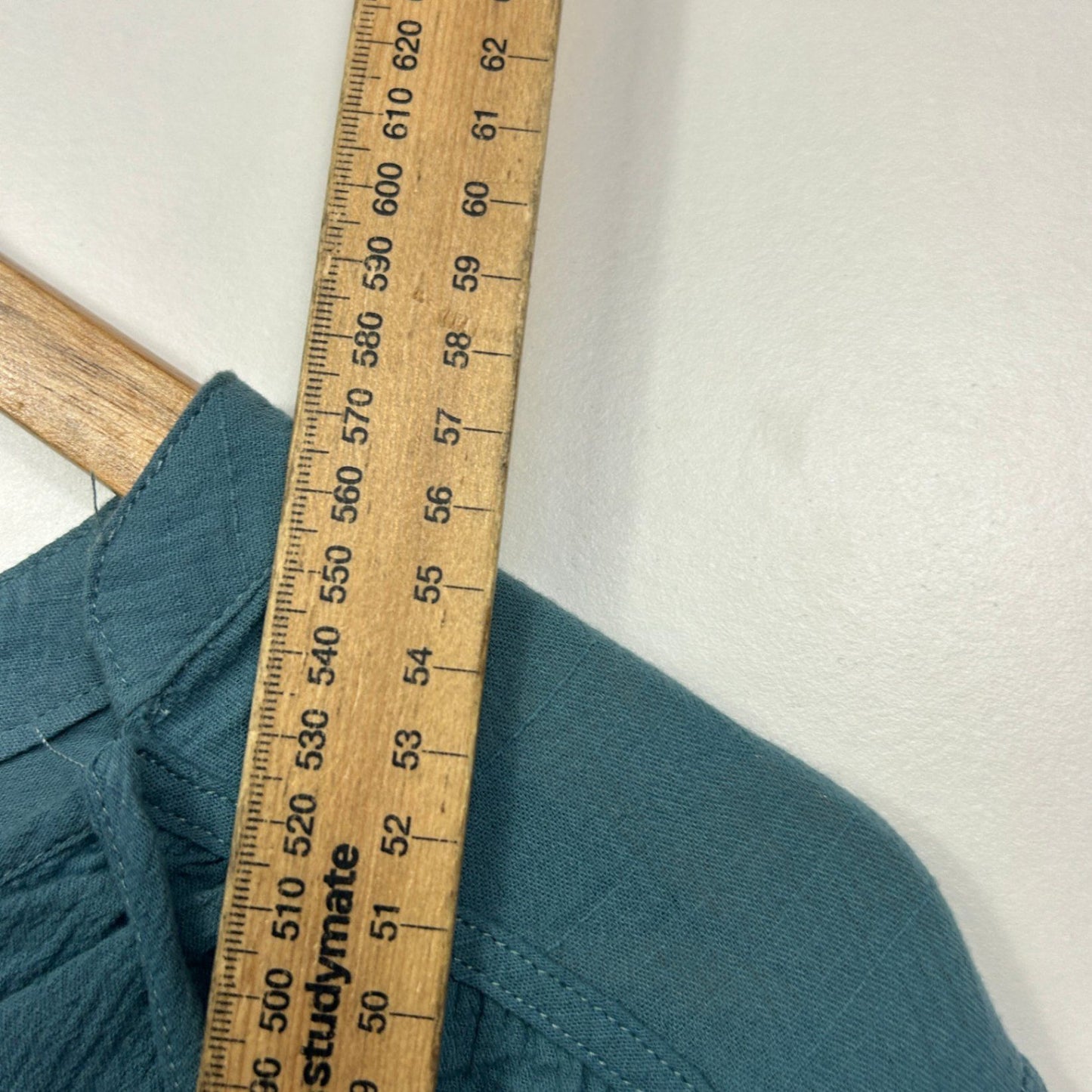 &me Teal Blue Cotton Long Sleeve V Neck Top Blouse Size 14