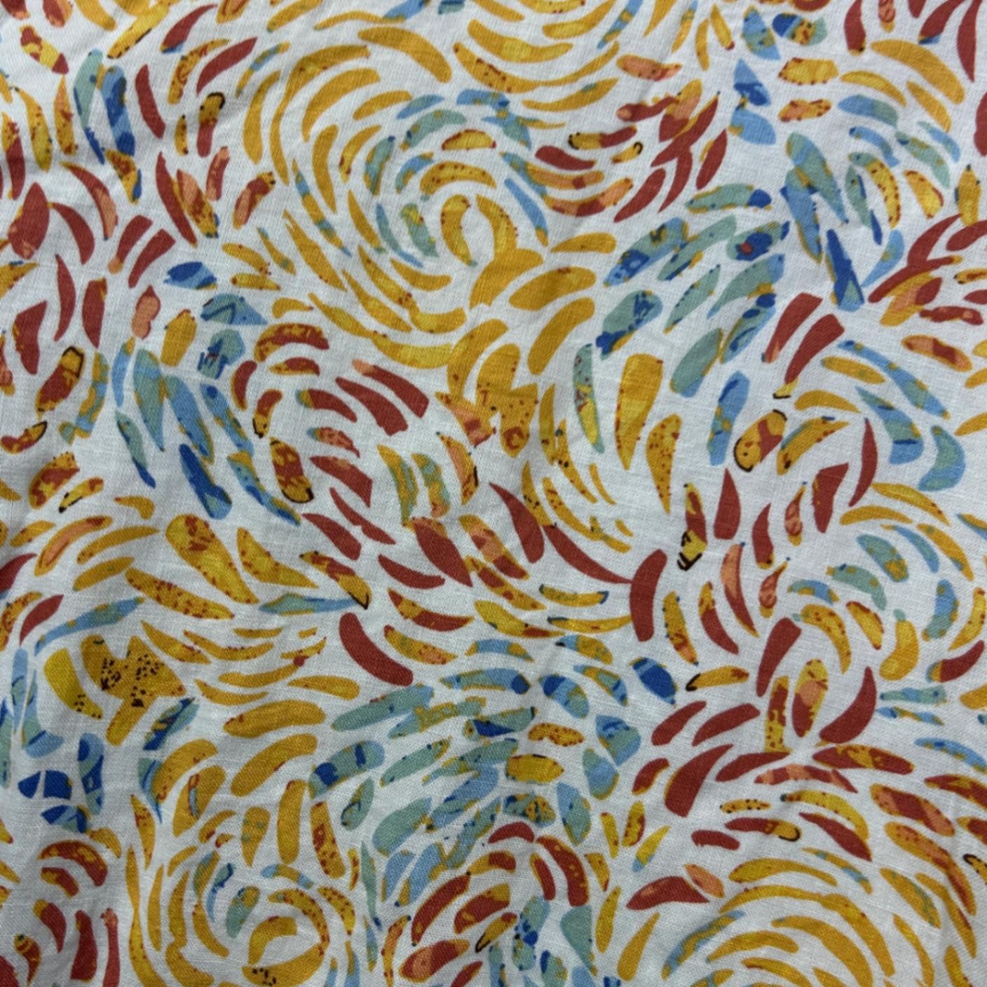 Suzanne Grae Linen Multicoloured Short Sleeve Top Size 14