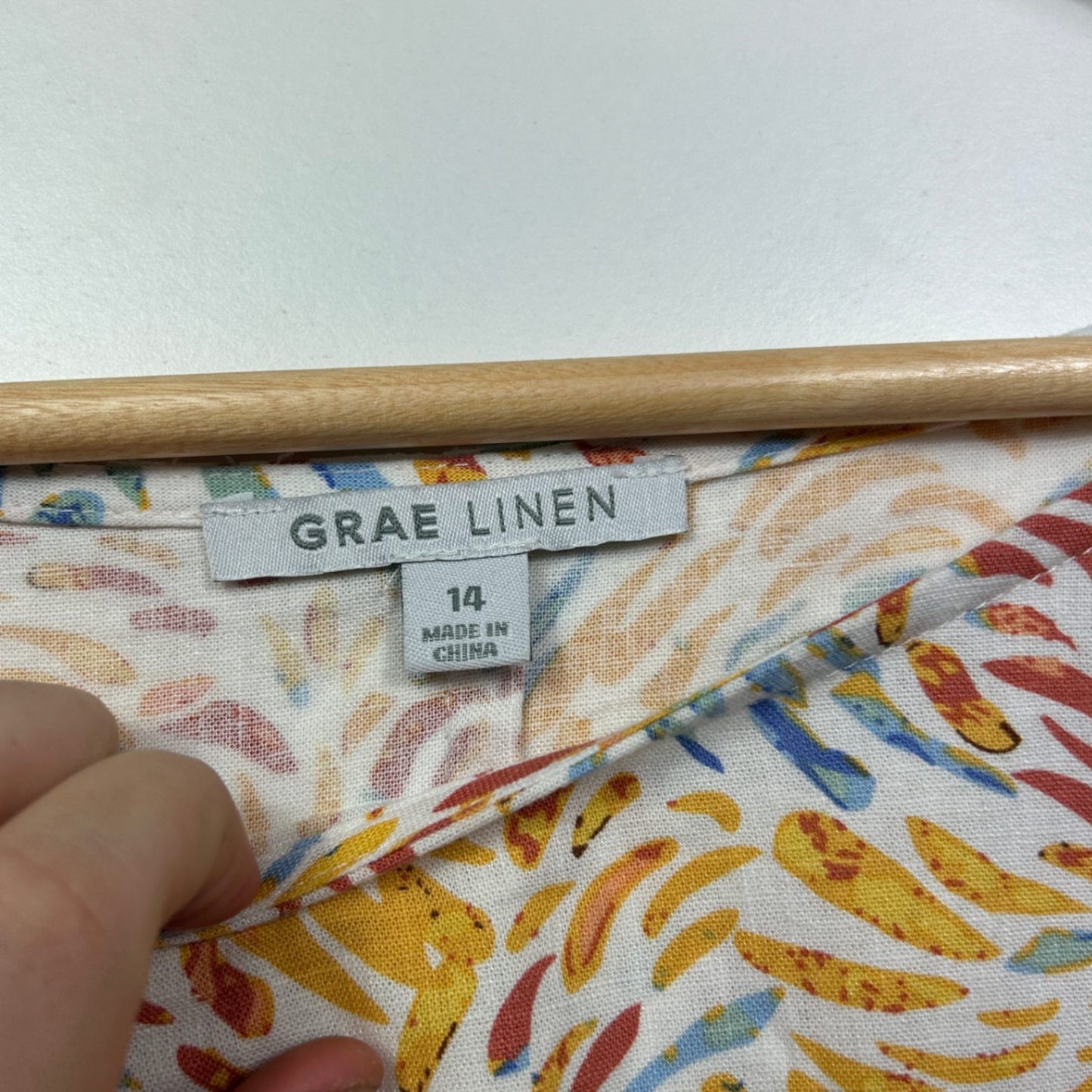 Suzanne Grae Linen Multicoloured Short Sleeve Top Size 14