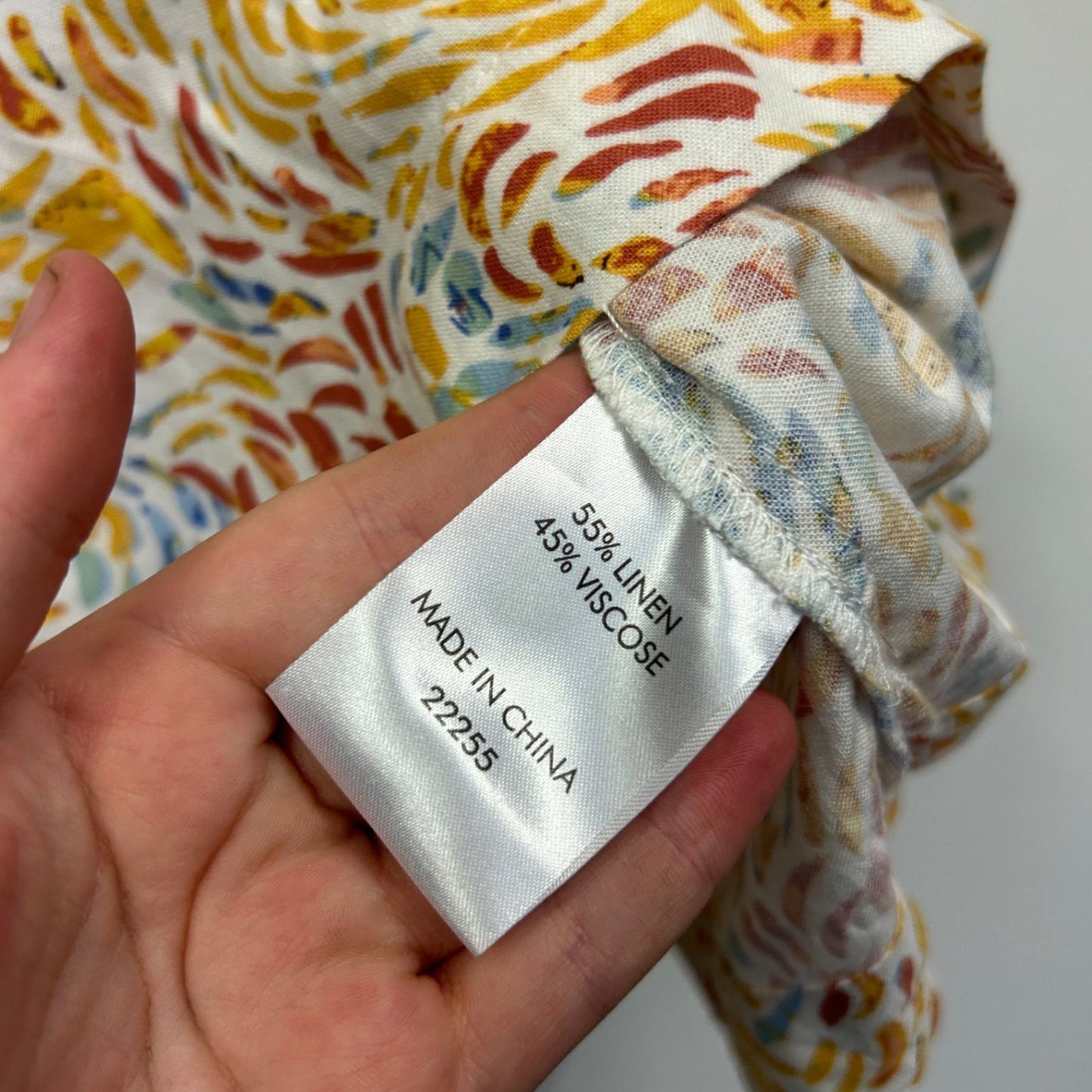 Suzanne Grae Linen Multicoloured Short Sleeve Top Size 14