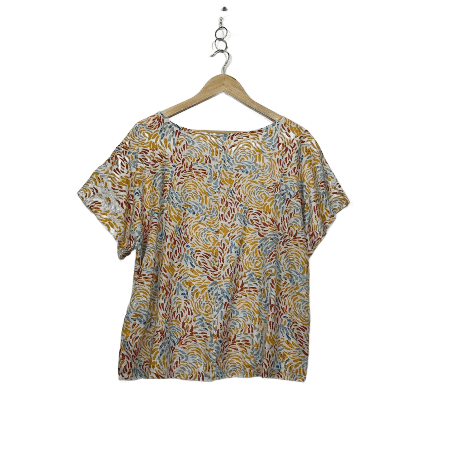 Suzanne Grae Linen Multicoloured Short Sleeve Top Size 14