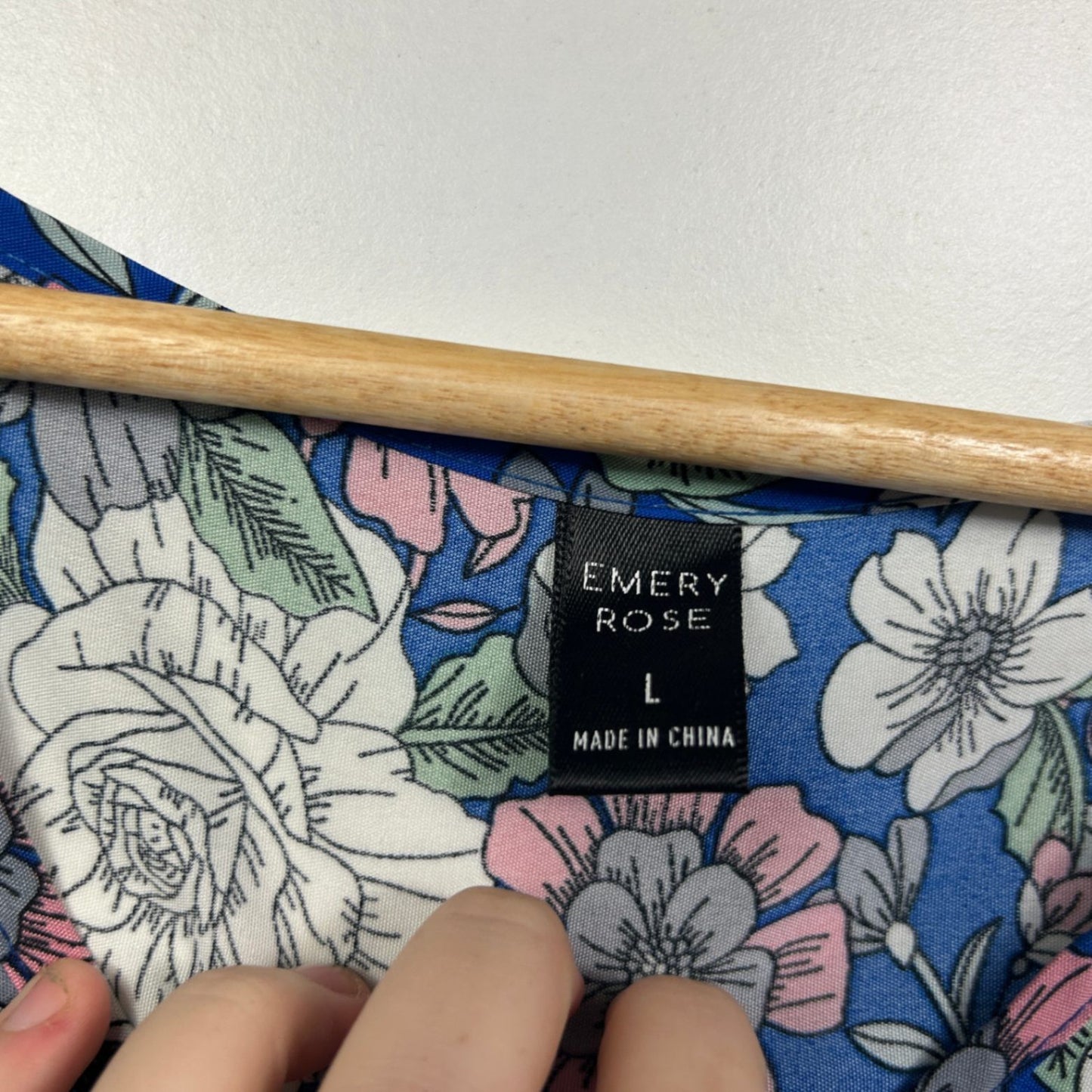 Emery Rose Blue Short Sleeve Boho Floral Maxi Dress Size L 14