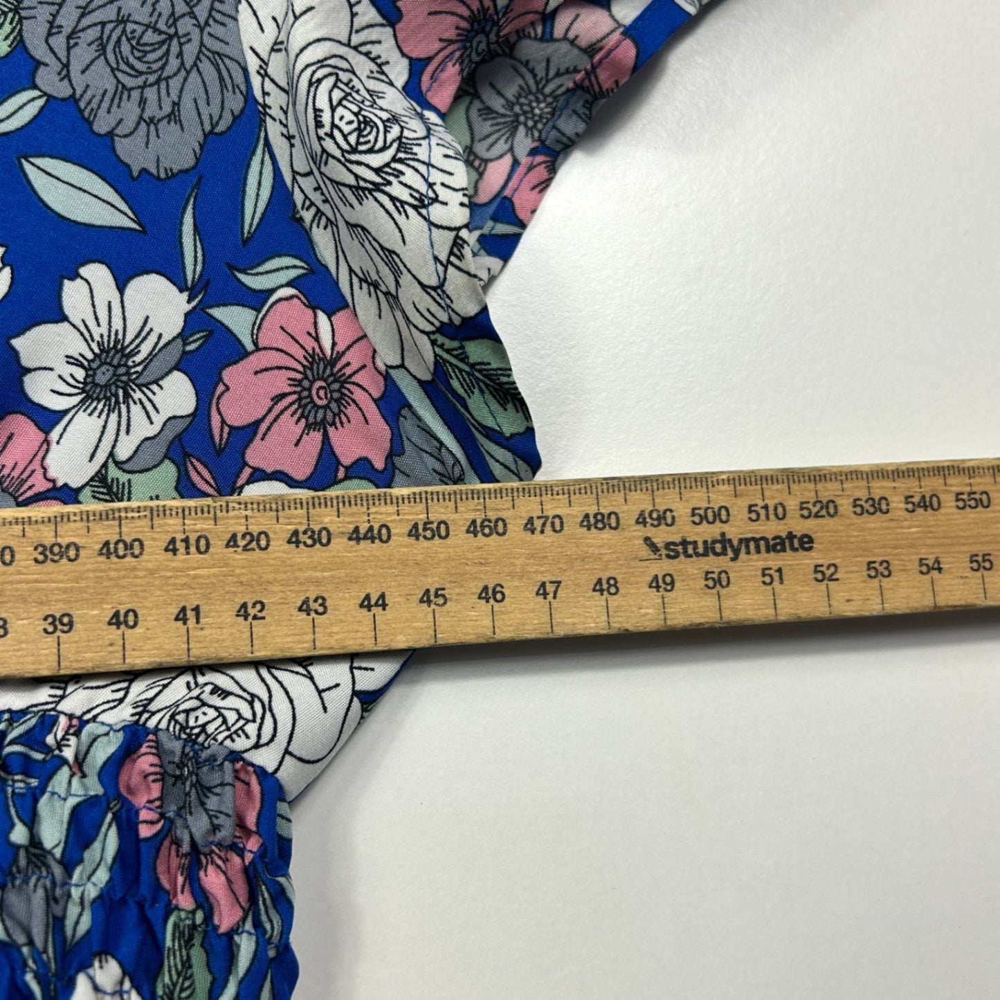 Emery Rose Blue Short Sleeve Boho Floral Maxi Dress Size L 14