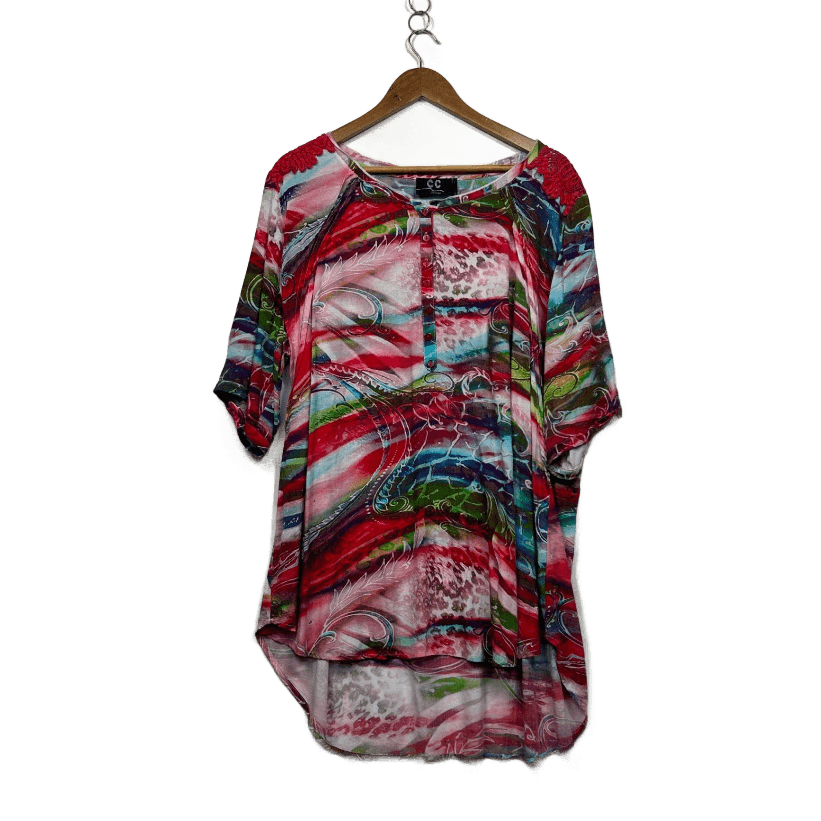 CC Collection Women's Multicoloured Tunic Top Blouse Size  14 16