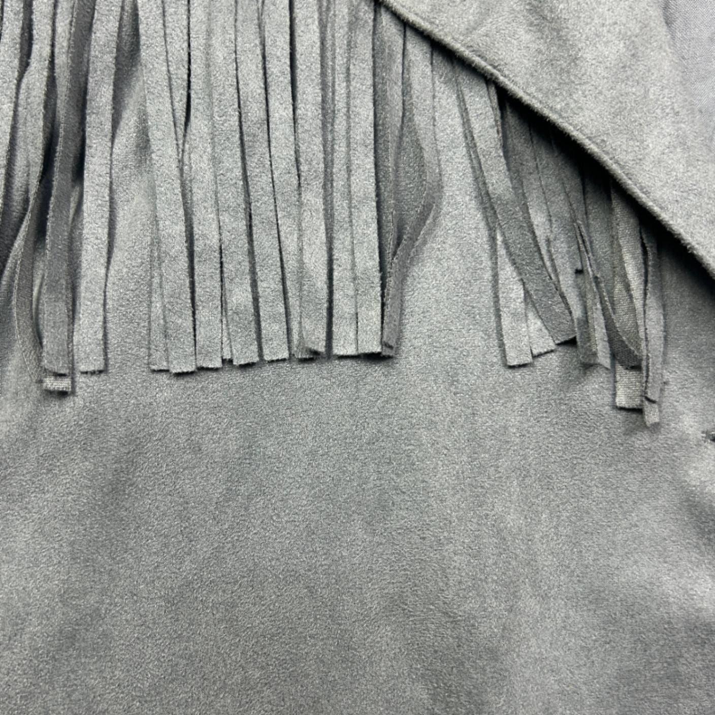 MINKPINK Faux Suede Fringe Grey Western Boho Cropped Jacket Size Large