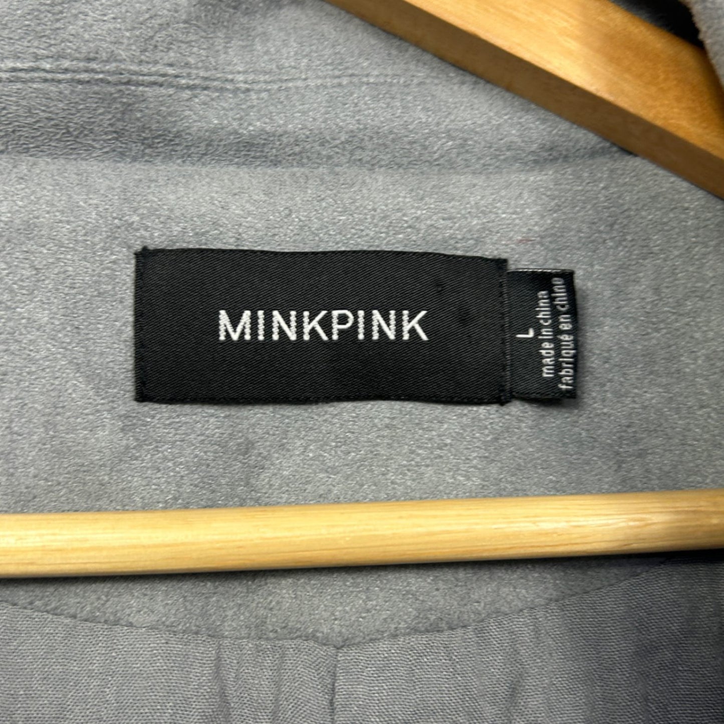 MINKPINK Faux Suede Fringe Grey Western Boho Cropped Jacket Size Large