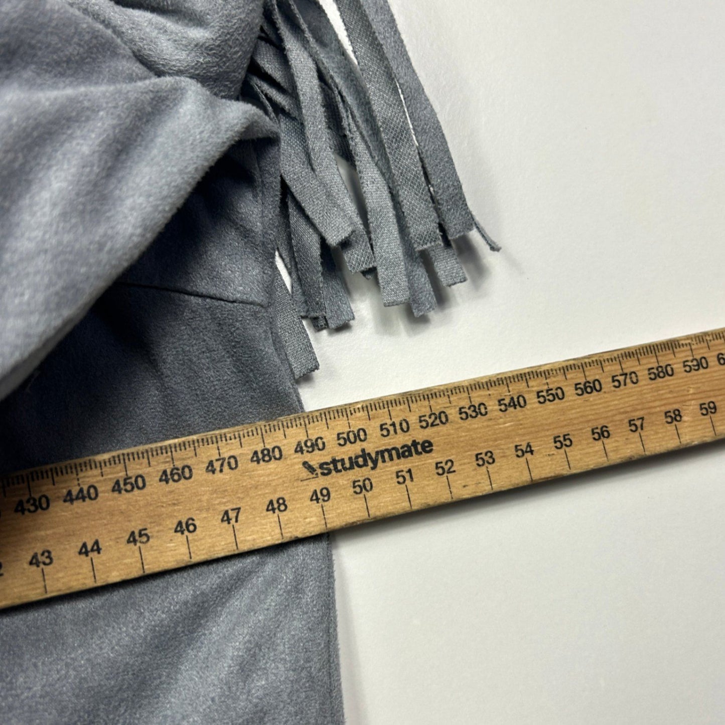 MINKPINK Faux Suede Fringe Grey Western Boho Cropped Jacket Size Large