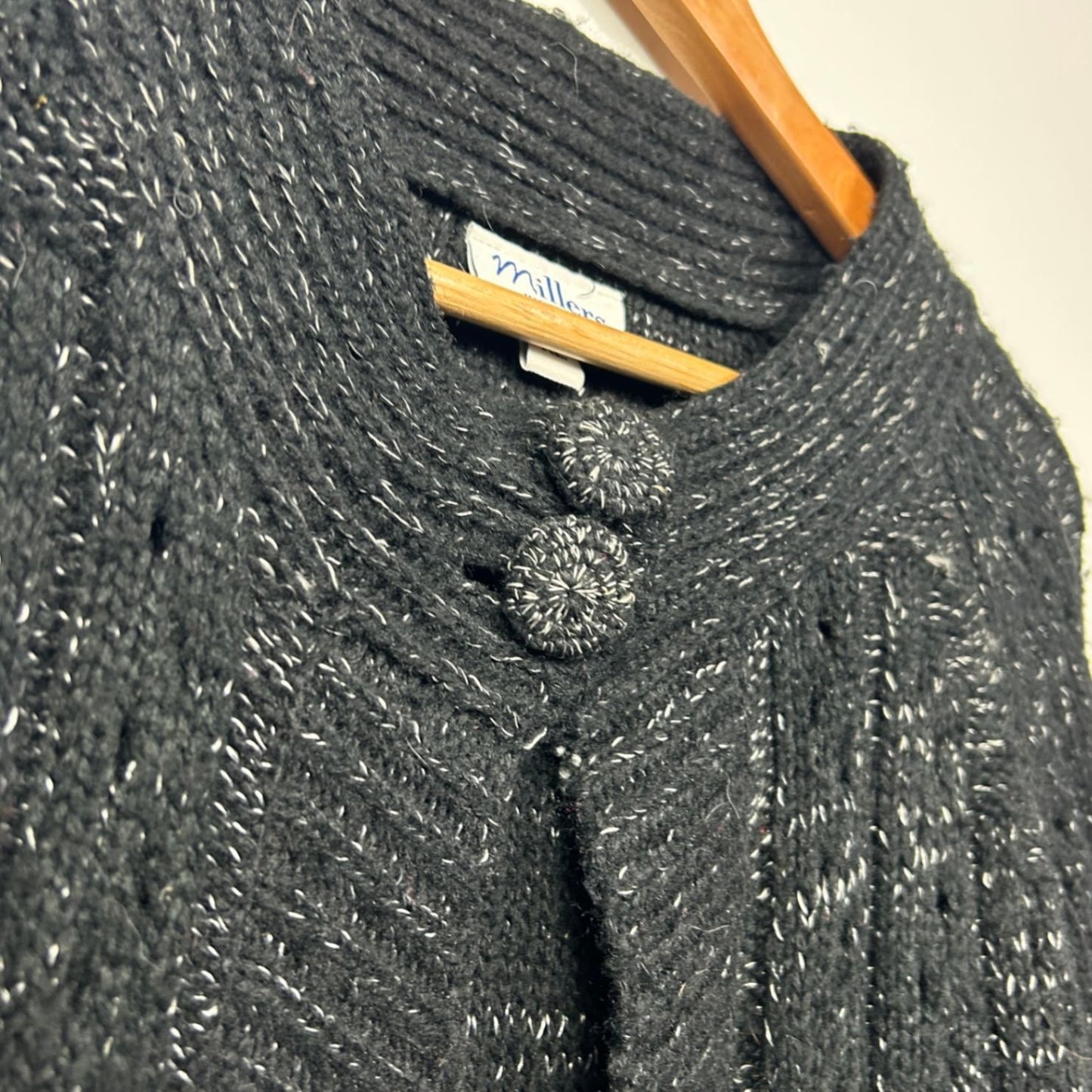 Millers Black Metallic Cape Cardigan Jumper Size XL 16