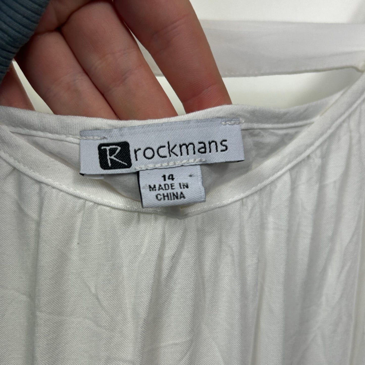 Rockmans White Viscose Sleeveless Broderie Boho Maxi Dress Size 14