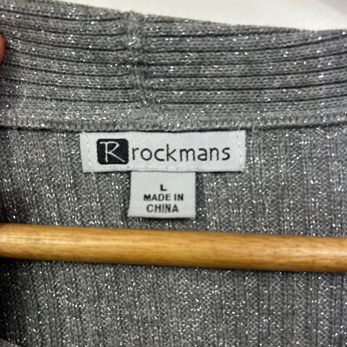 Rockmans Metallic Grey Longline Cardigan Size 14 Large Zipper Pockets
