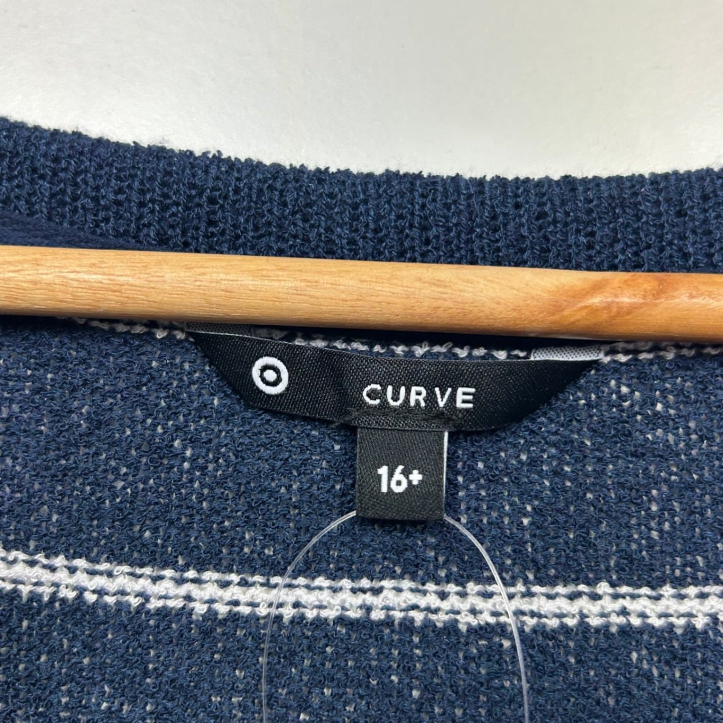 New Target Women's Navy Blue White Striped Short Sleeve Knit Top Size 16