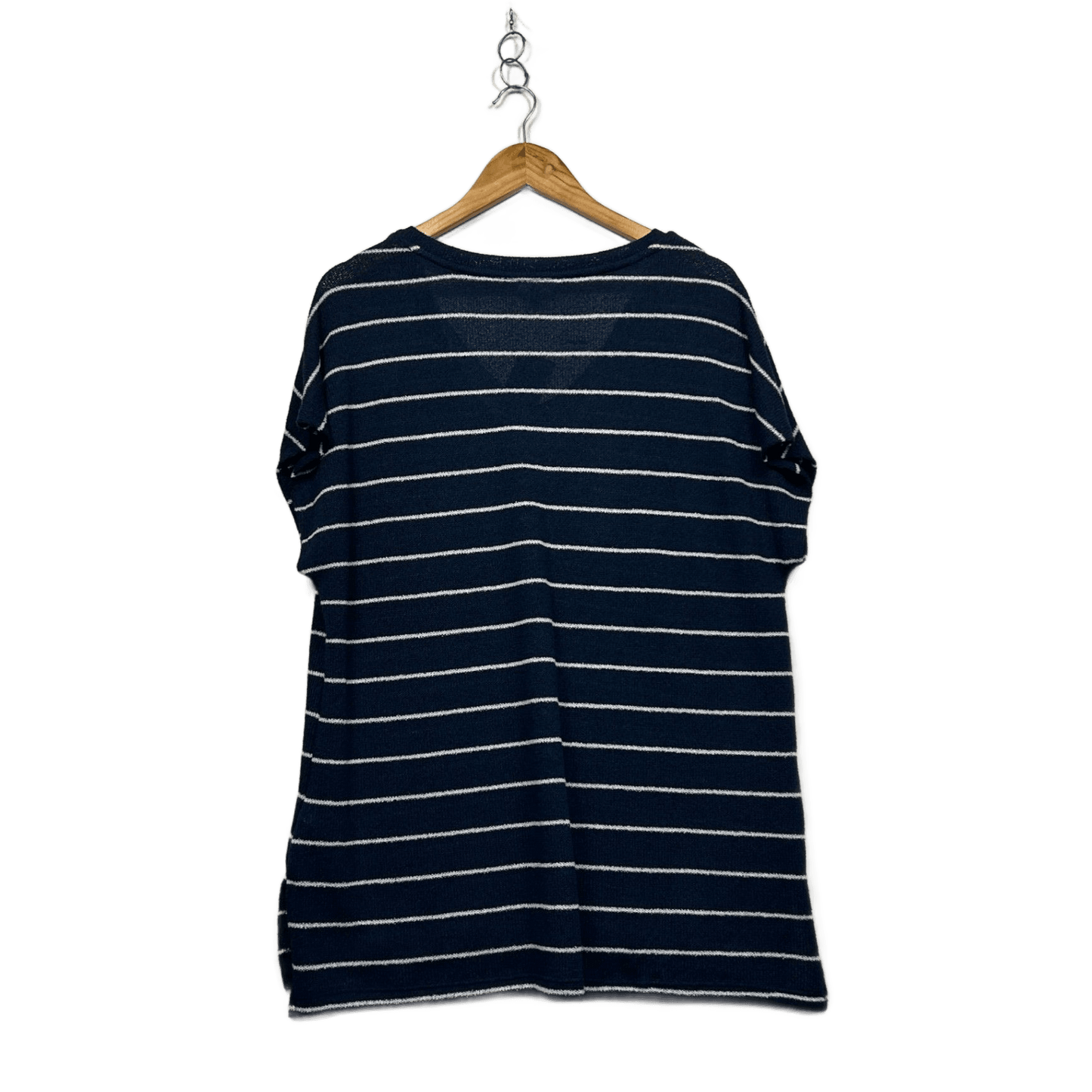 New Target Women's Navy Blue White Striped Short Sleeve Knit Top Size 16