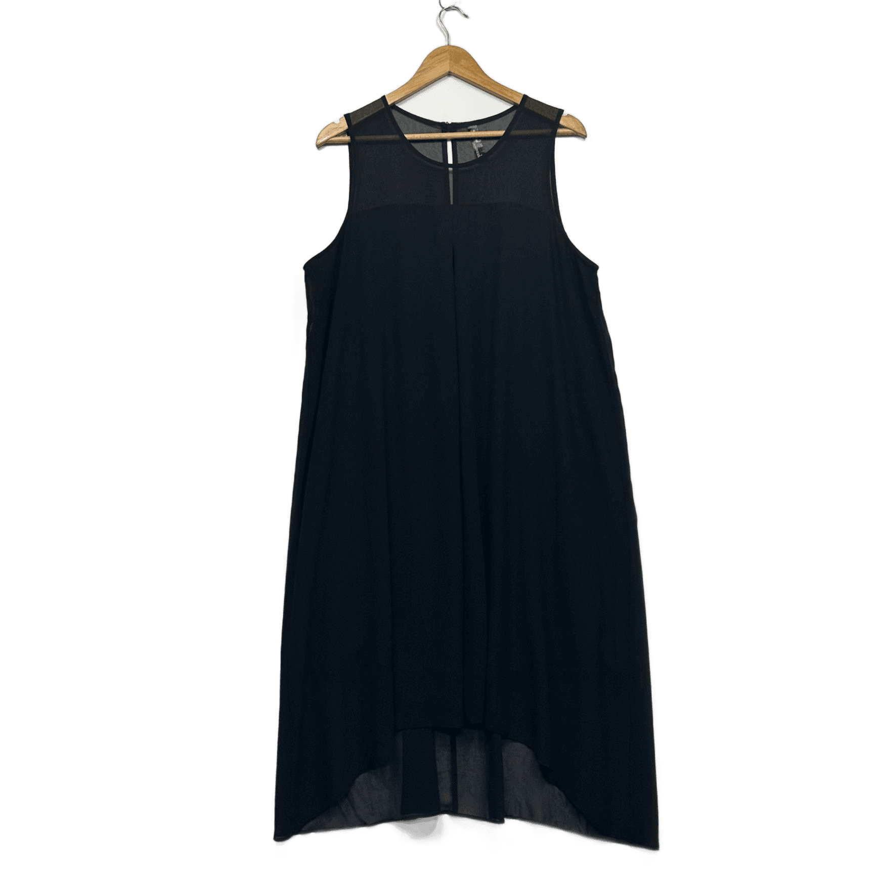 edited Women's Black Sleeveless Hi Low Sheer Overlay Slip Dress Size 16