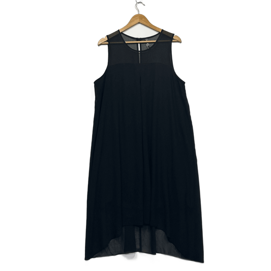 edited Women's Black Sleeveless Hi Low Sheer Overlay Slip Dress Size 16