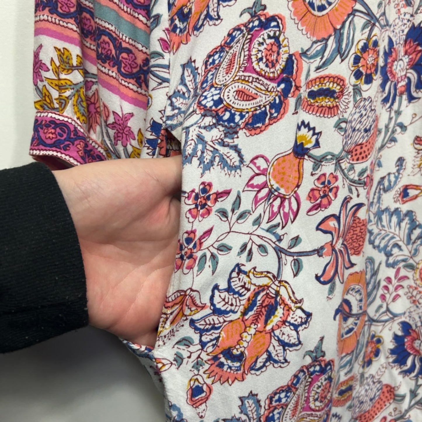 Orientique Womens Multicoloured Floral Long Sleeve Dress  14 with Pockets