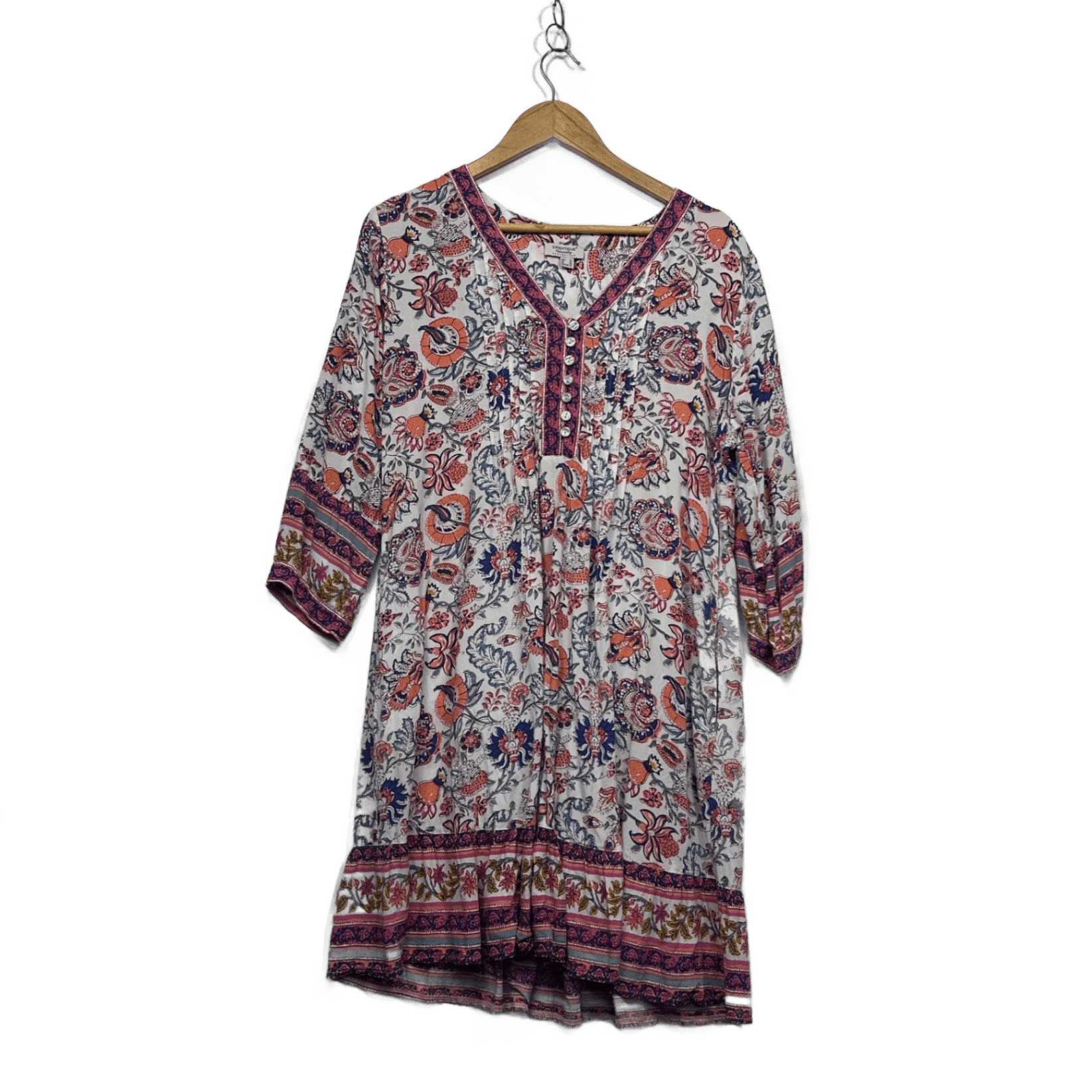 Orientique Womens Multicoloured Floral Long Sleeve Dress  14 with Pockets