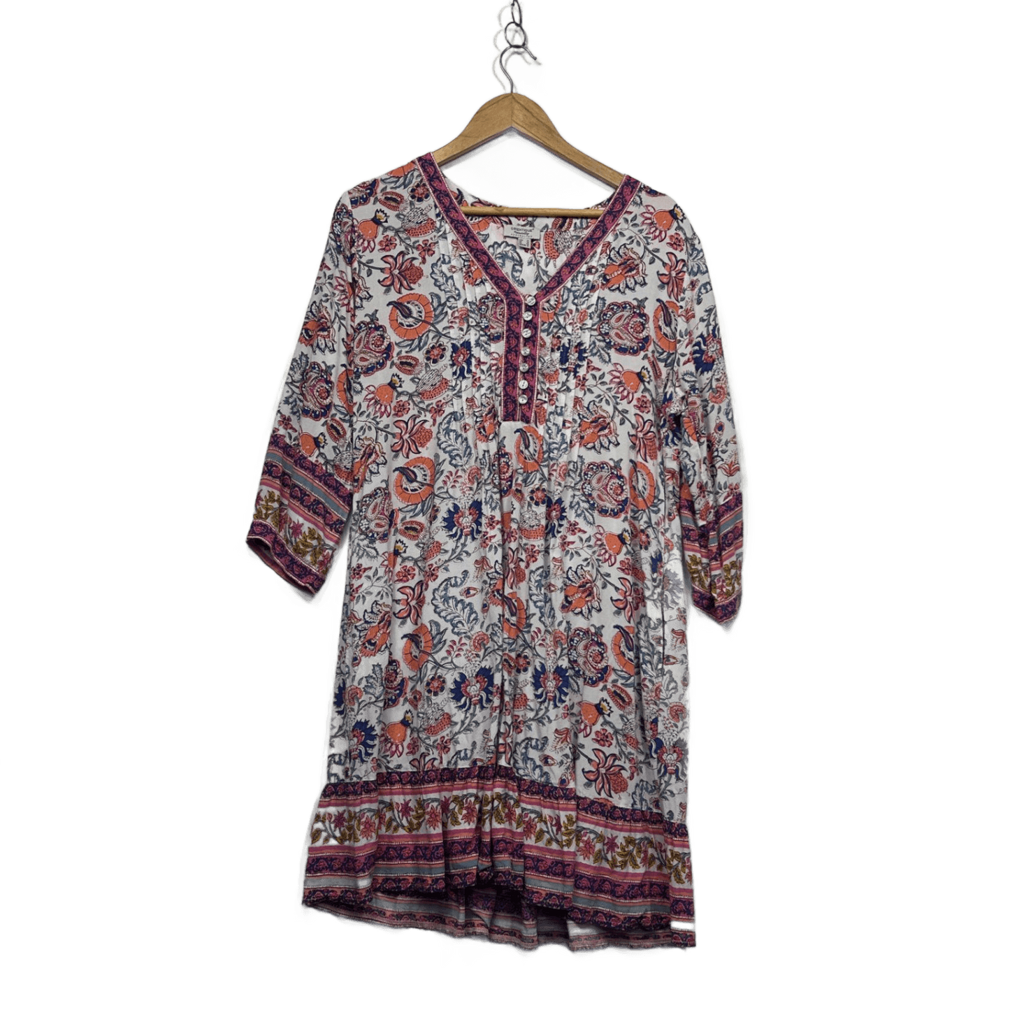 Orientique Womens Multicoloured Floral Long Sleeve Dress  14 with Pockets