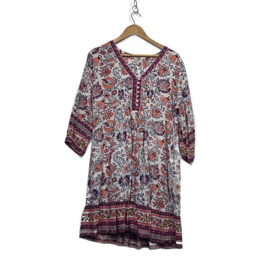 Orientique Womens Multicoloured Floral Long Sleeve Dress  14 with Pockets