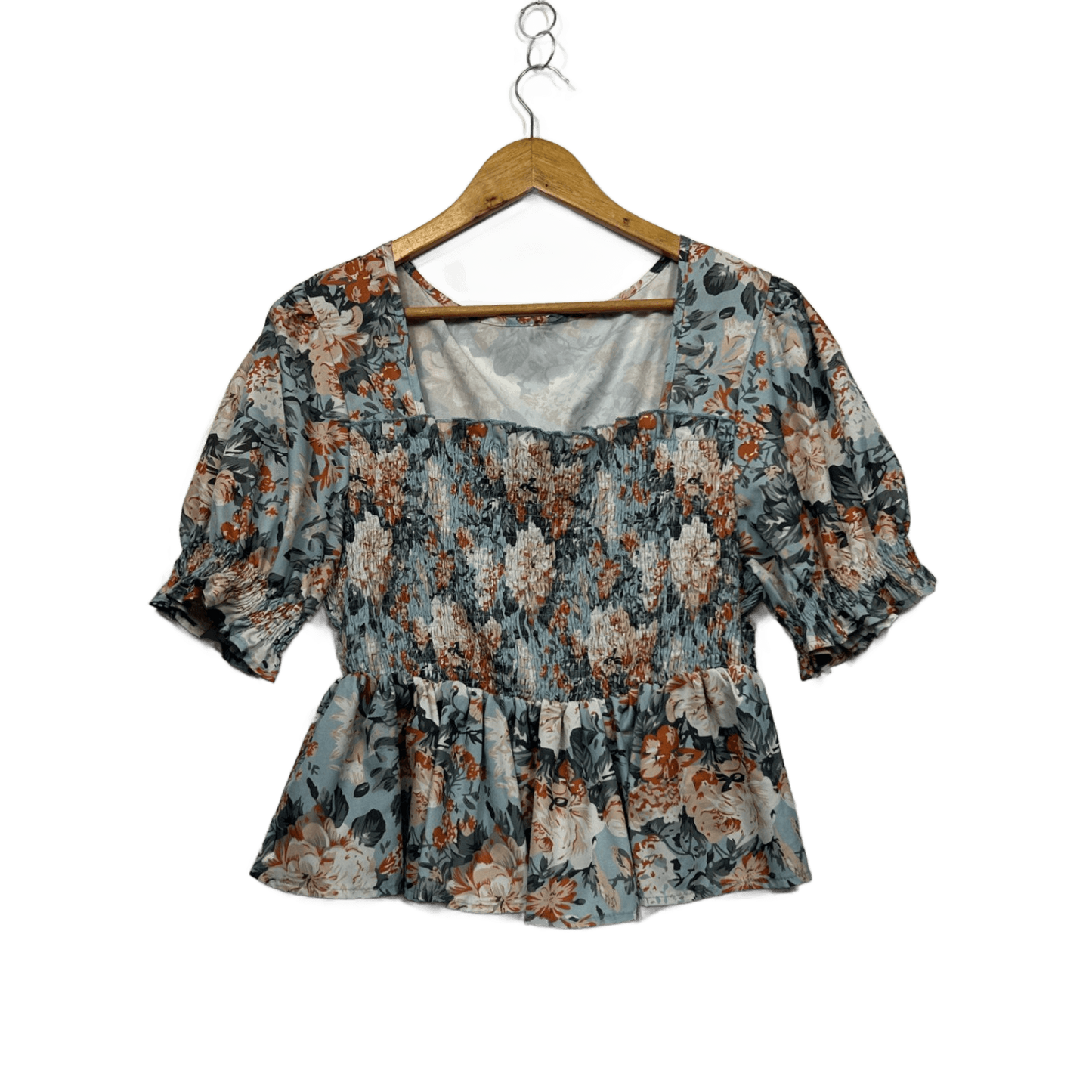 SHEIN Multicoloured  Square Neck Peplum Floral Top Blouse Size 1XL 16