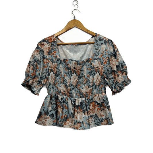 SHEIN Multicoloured  Square Neck Peplum Floral Top Blouse Size 1XL 16