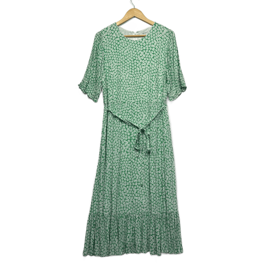 Forever New Green Floral Short Sleeve Maxi Dress Size 16