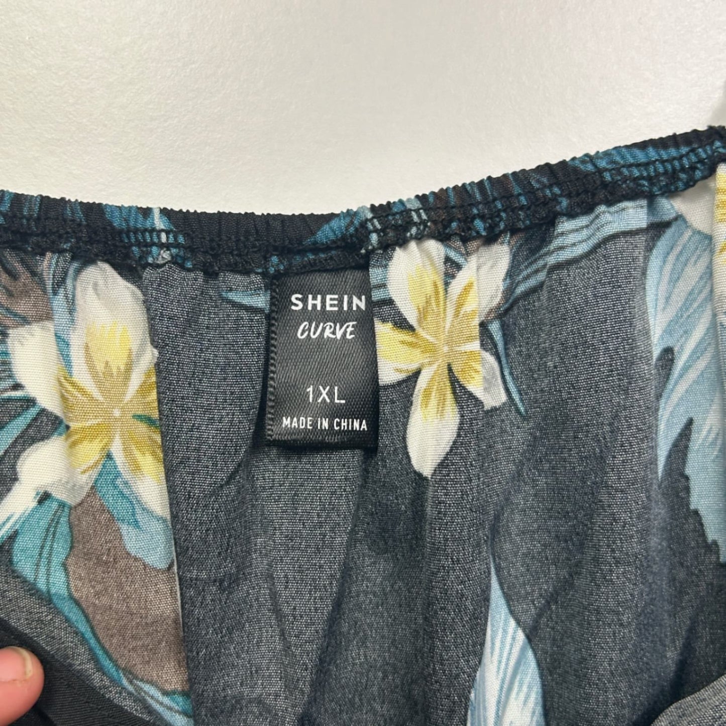 SHEIN Curve Black Floral Off Shoulder Short Sleeve Playsuit Romper 1XL 16