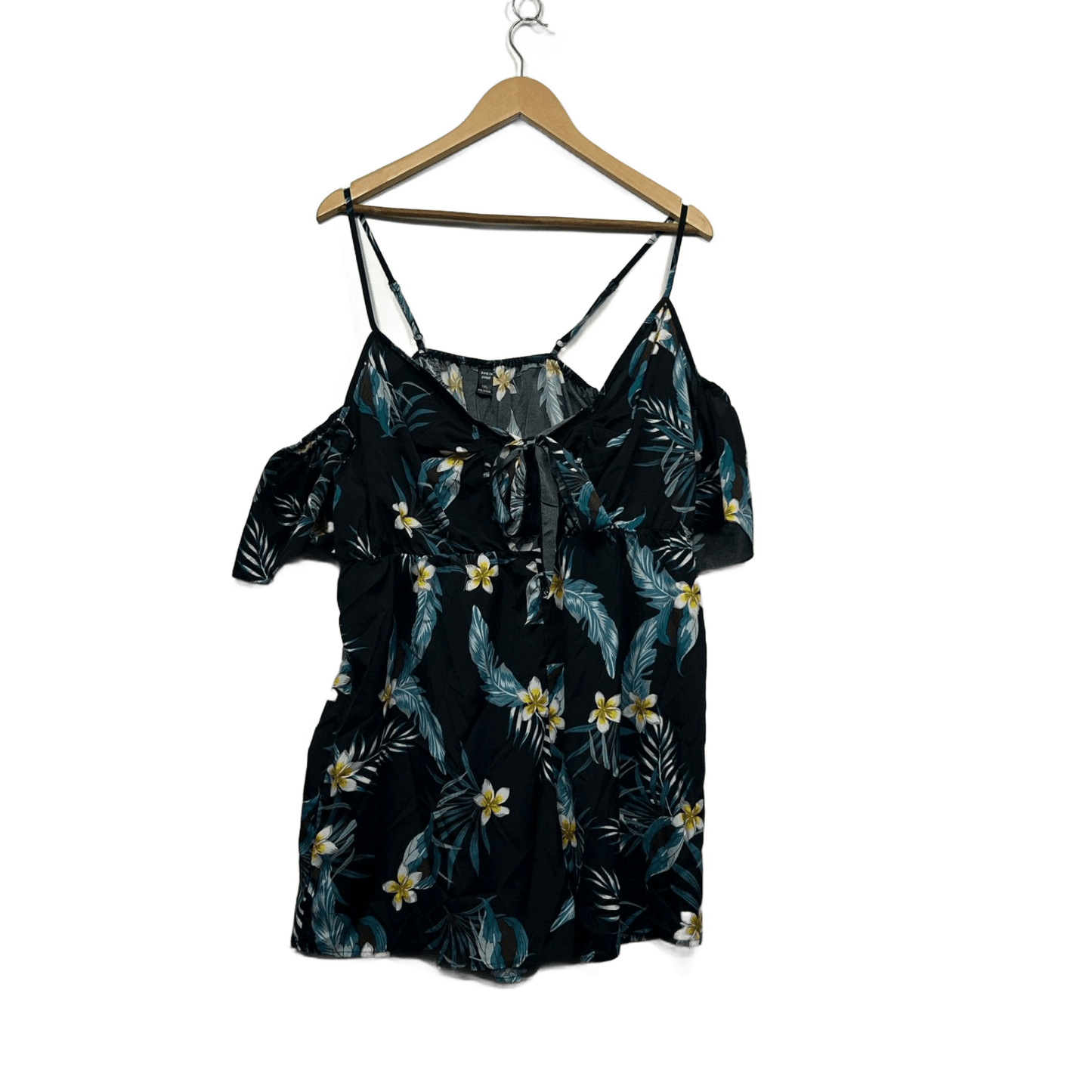 SHEIN Curve Black Floral Off Shoulder Short Sleeve Playsuit Romper 1XL 16