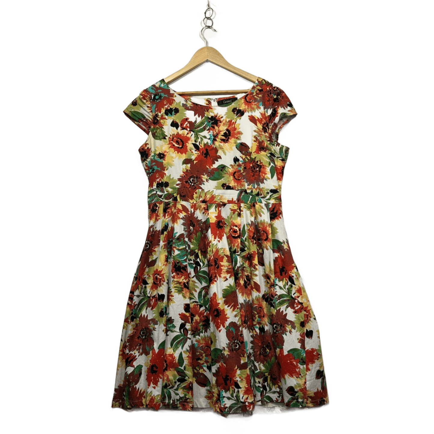 Leoni Multicoloured Knee Length Floral Fit & Flare Dress Size 16