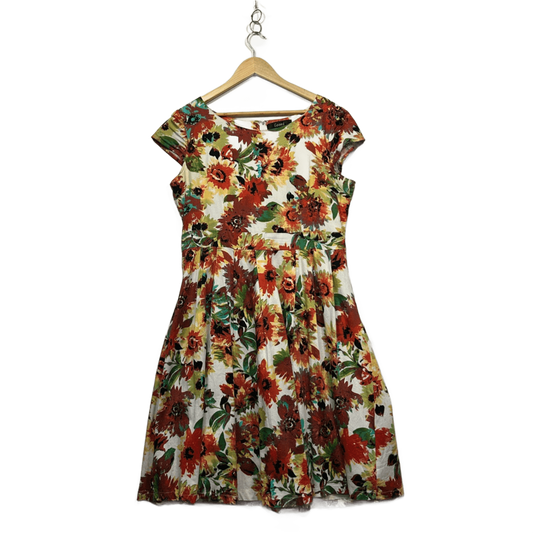 Leoni Multicoloured Knee Length Floral Fit & Flare Dress Size 16