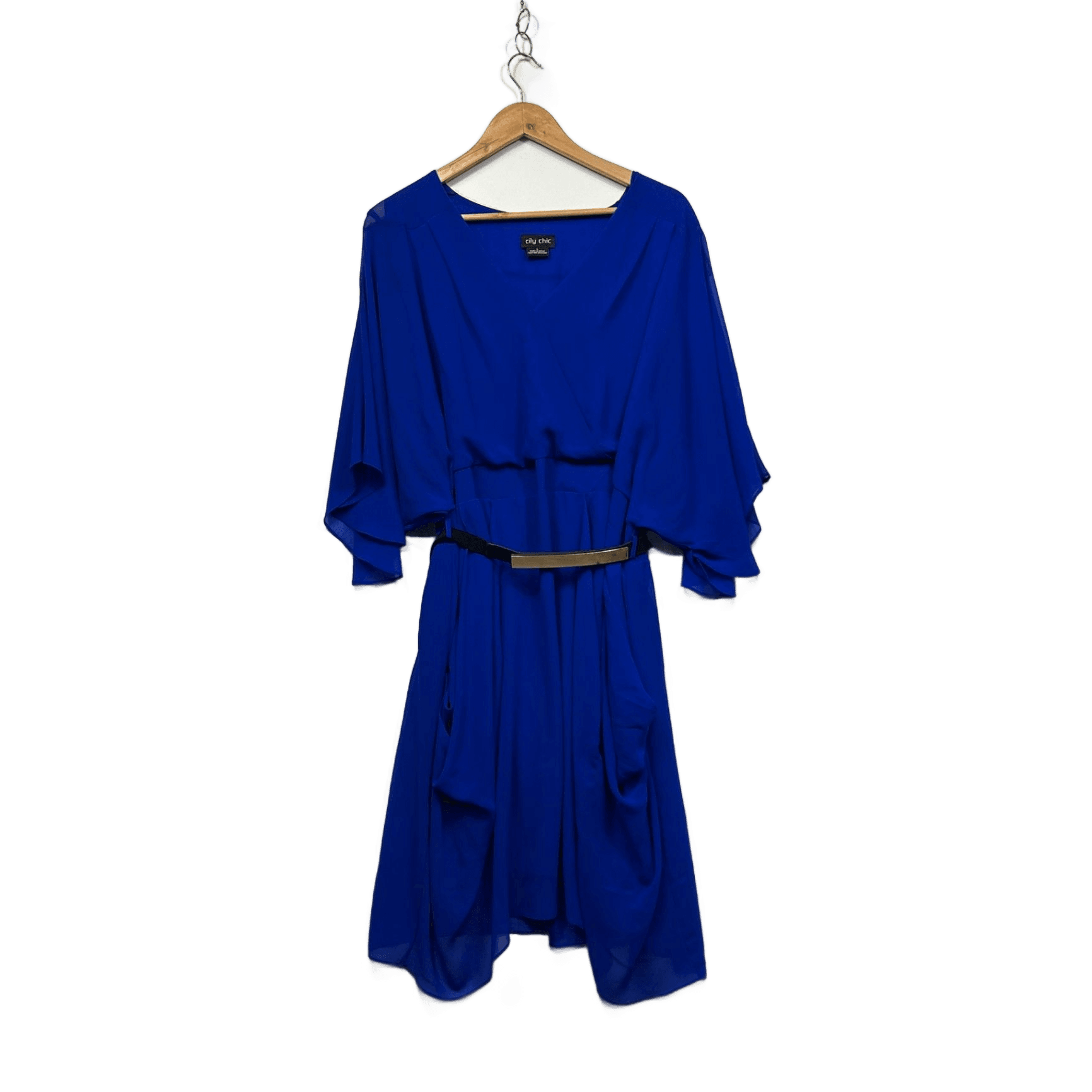 City Chic Womens Blue Batwing Sleeve Dress Size 20 Large Plus