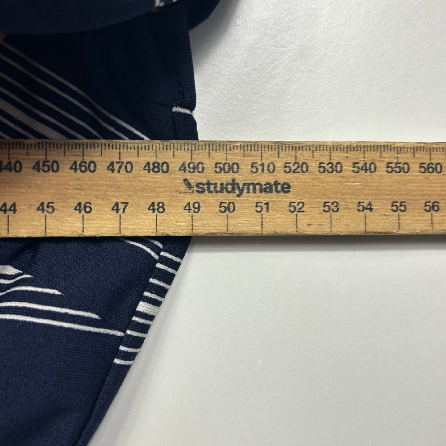 Autograph Navy Long Sleeve Sleeve Faux Wrap Striped Dress Size 14