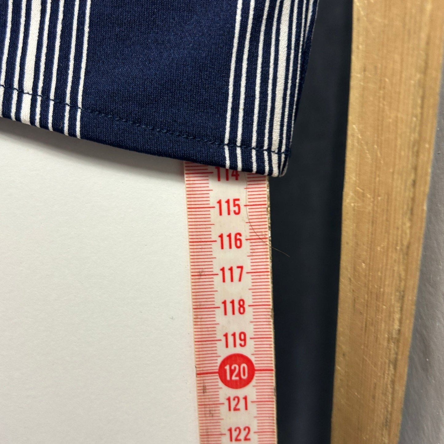 Autograph Navy Long Sleeve Sleeve Faux Wrap Striped Dress Size 14