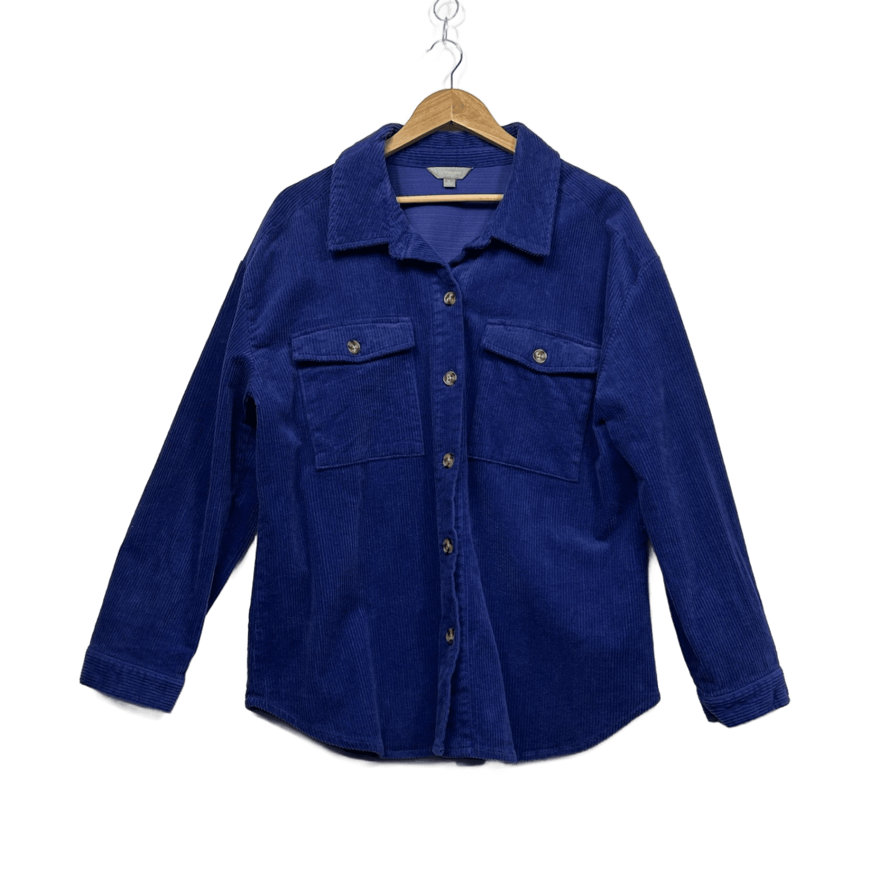 Suzanne Grae Corduroy Blue Long Sleeve Shirt Shacket Size XL