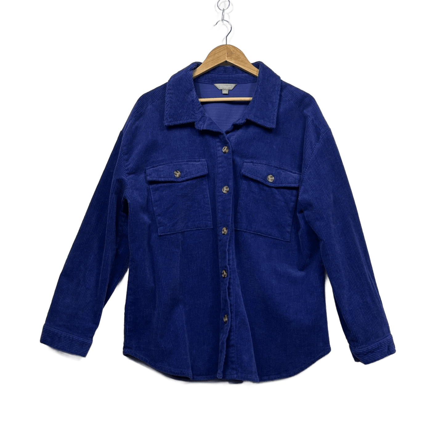 Suzanne Grae Corduroy Blue Long Sleeve Shirt Shacket Size XL