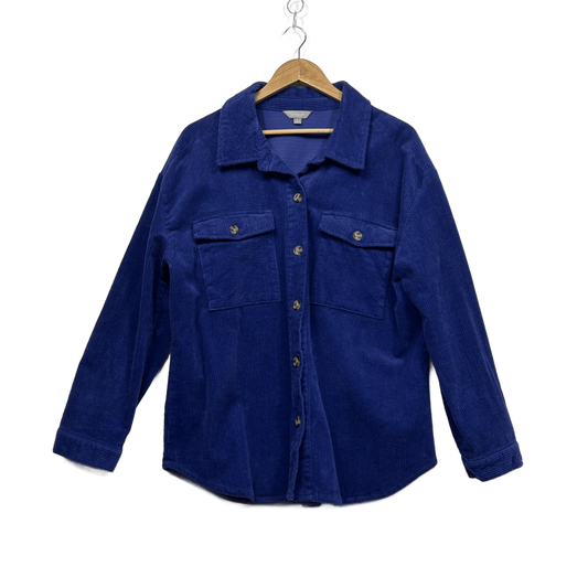 Suzanne Grae Corduroy Blue Long Sleeve Shirt Shacket Size XL