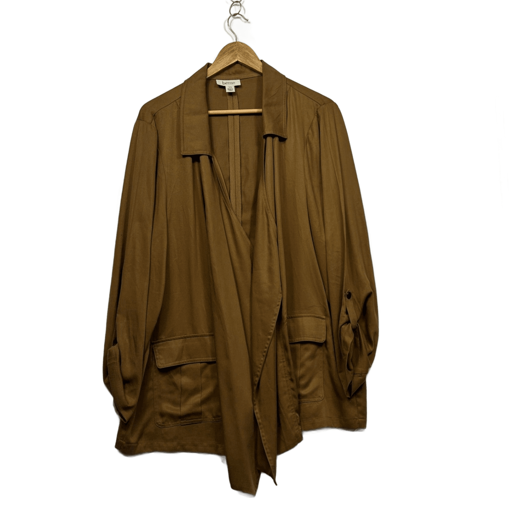 Beme Long Sleeve Lyocell Longline Waterfall Jacket Plus Brown Size 20