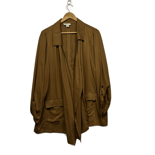 Beme Long Sleeve Lyocell Longline Waterfall Jacket Plus Brown Size 20
