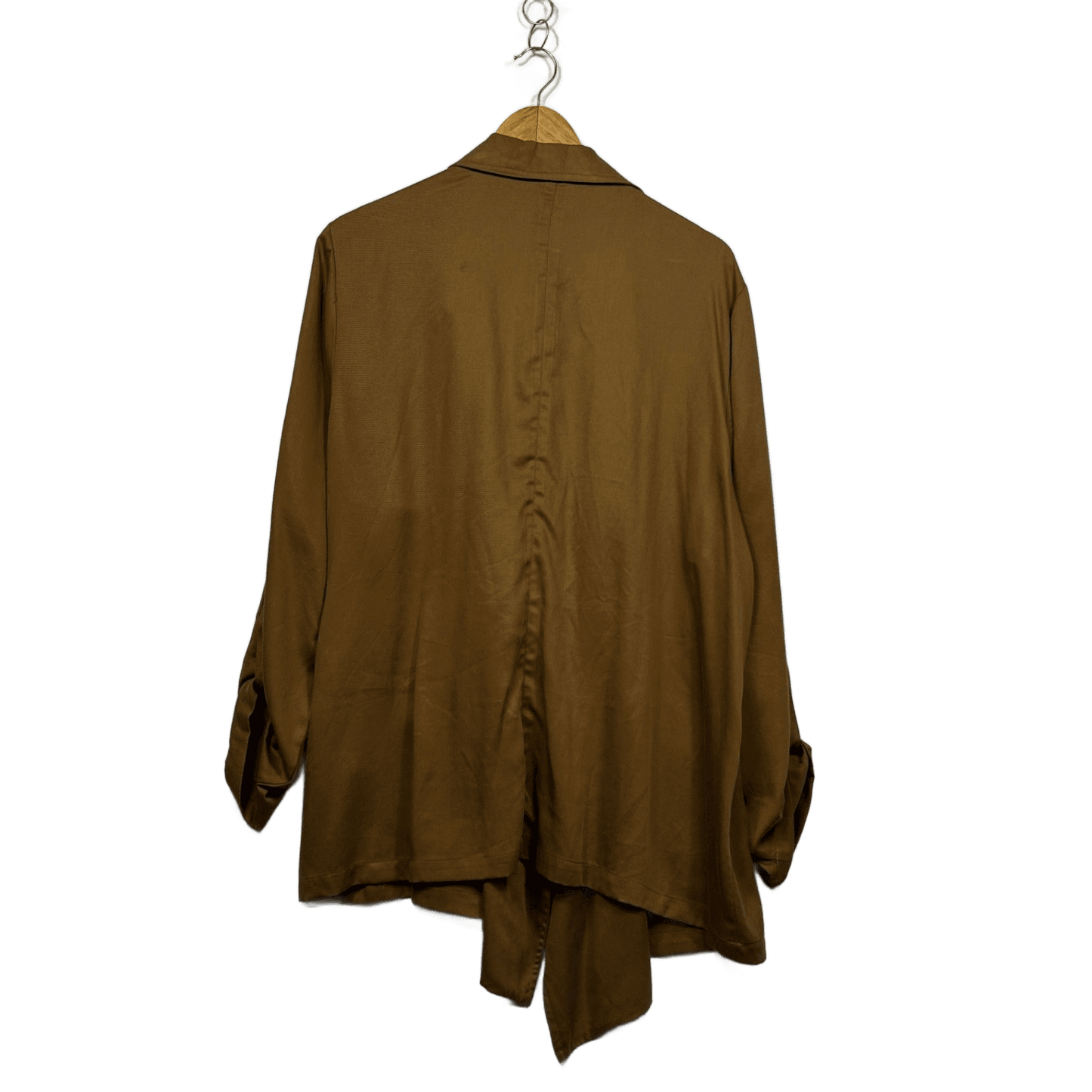 Beme Long Sleeve Lyocell Longline Waterfall Jacket Plus Brown Size 20