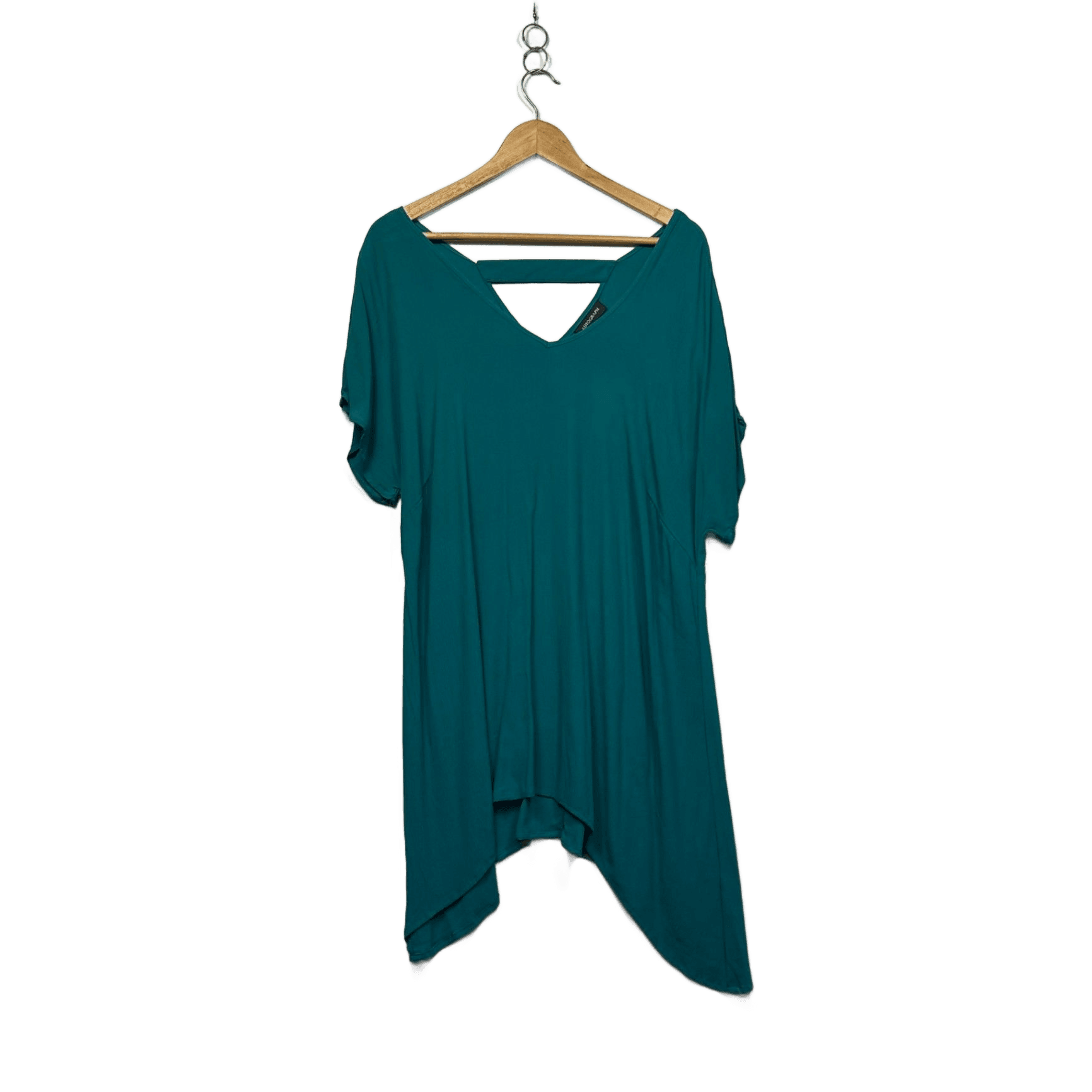 New Autograph Green Short Sleeve V-Neck Asymmetric Hem Tunic Top Size 16