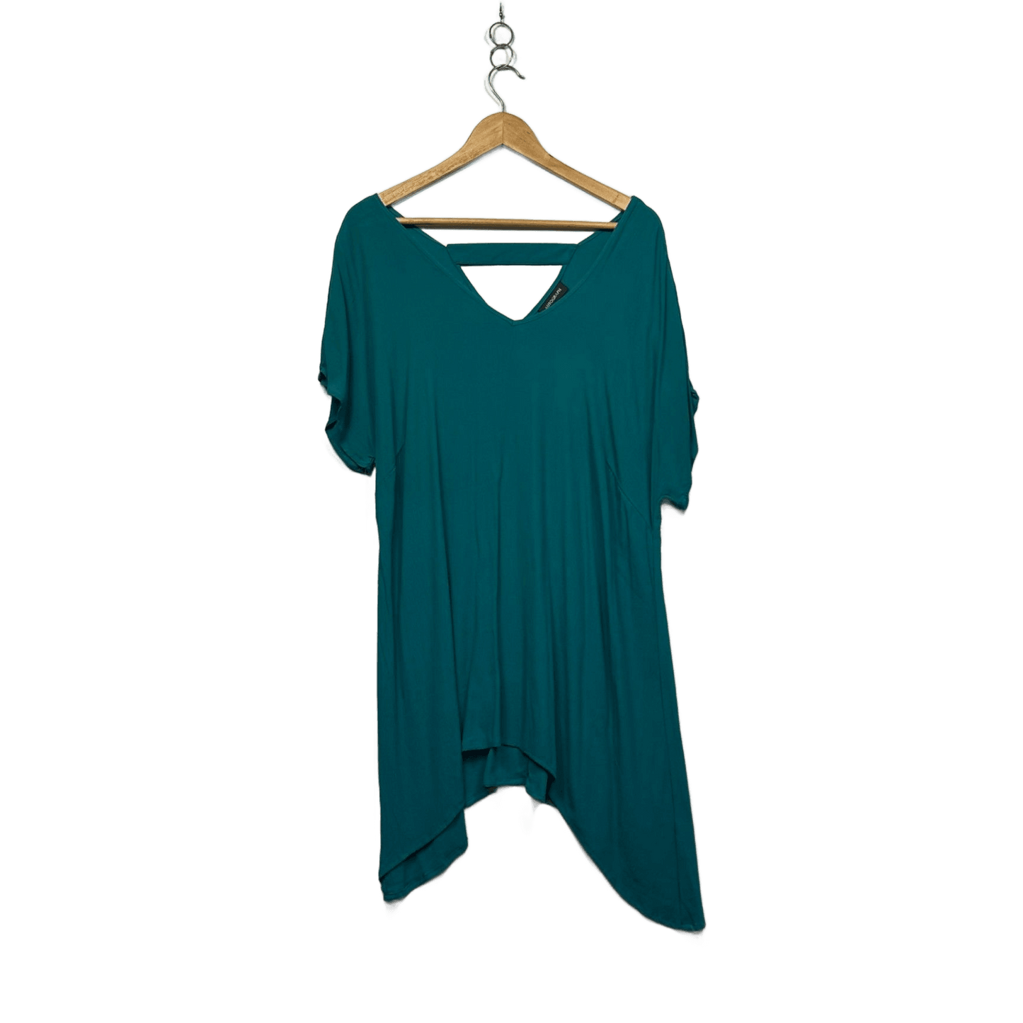 New Autograph Green Short Sleeve V-Neck Asymmetric Hem Tunic Top Size 16