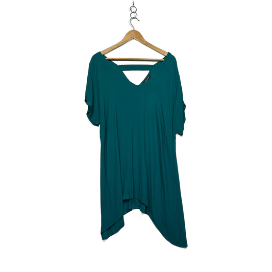 New Autograph Green Short Sleeve V-Neck Asymmetric Hem Tunic Top Size 16