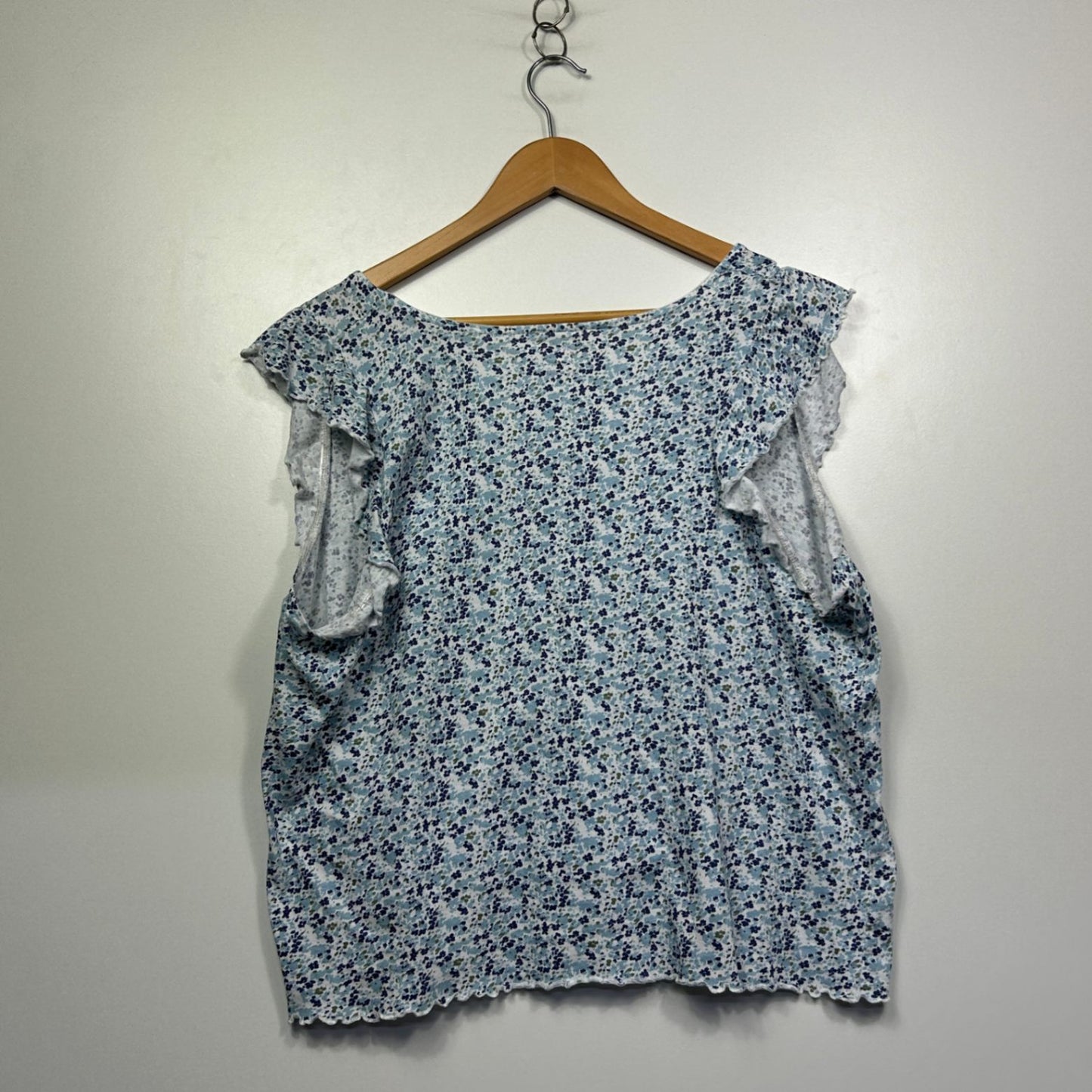 edited Sleep Pyjama Set Size 18 Blue Floral Cotton Top & Shorts