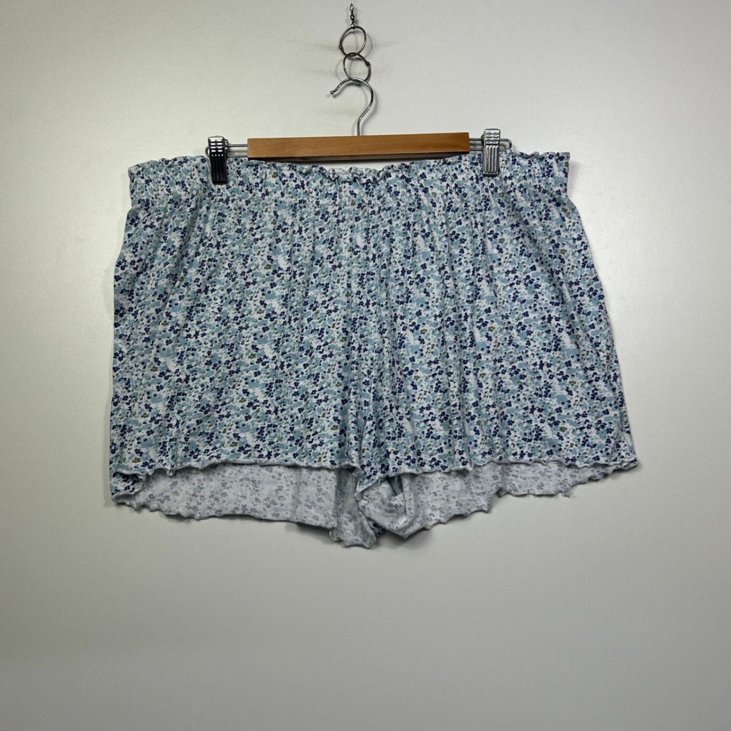 edited Sleep Pyjama Set Size 18 Blue Floral Cotton Top & Shorts