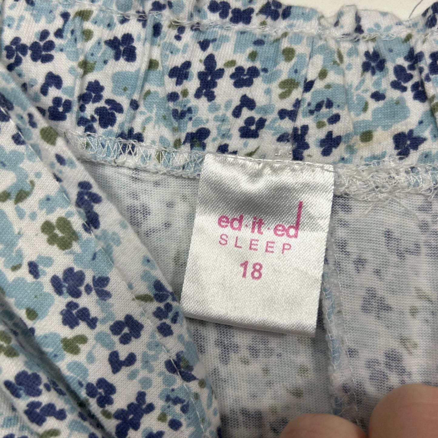 edited Sleep Pyjama Set Size 18 Blue Floral Cotton Top & Shorts