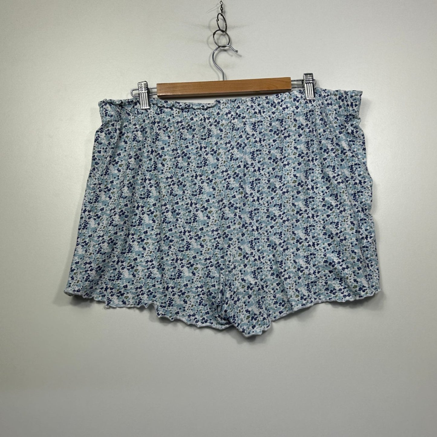 edited Sleep Pyjama Set Size 18 Blue Floral Cotton Top & Shorts
