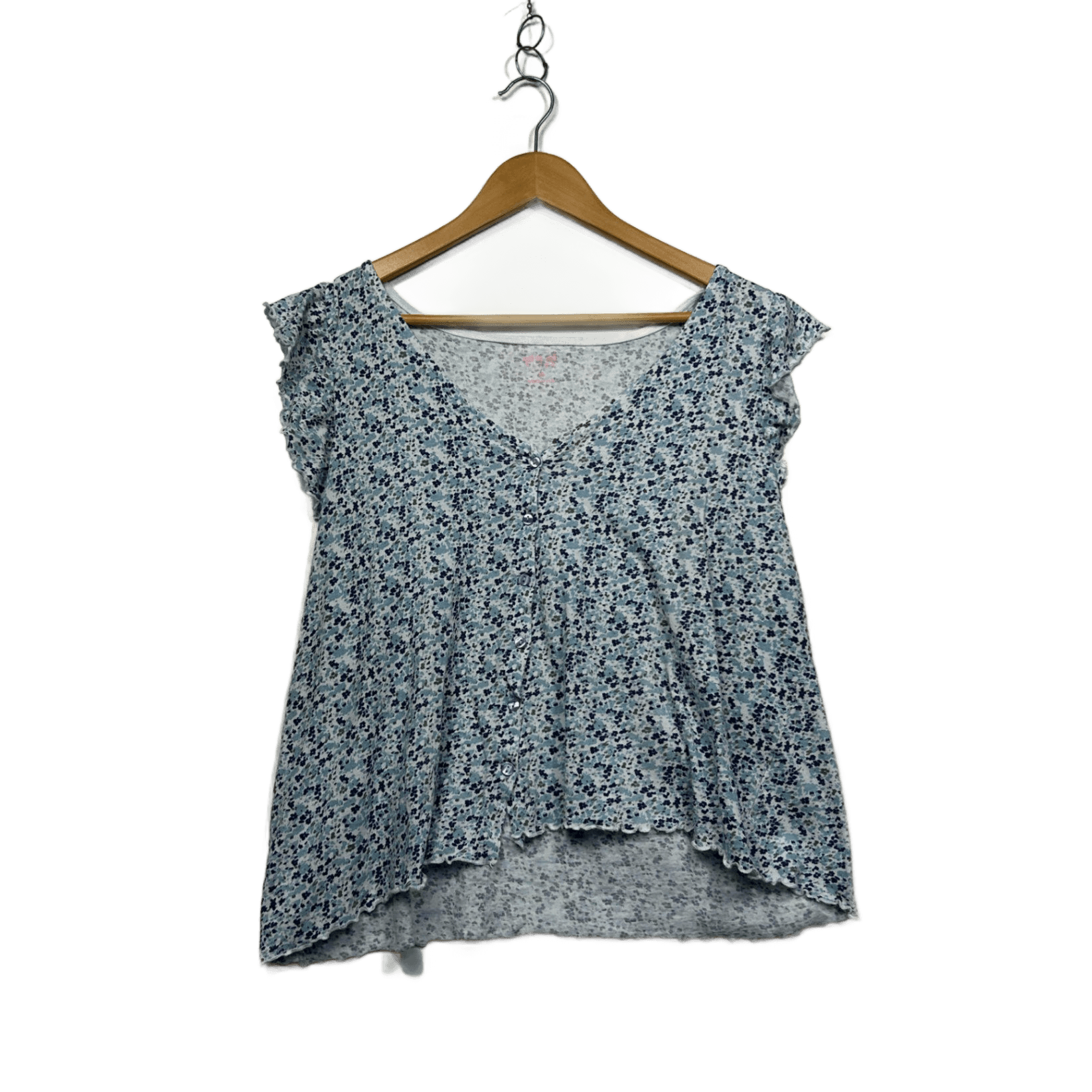 edited Sleep Pyjama Set Size 18 Blue Floral Cotton Top & Shorts