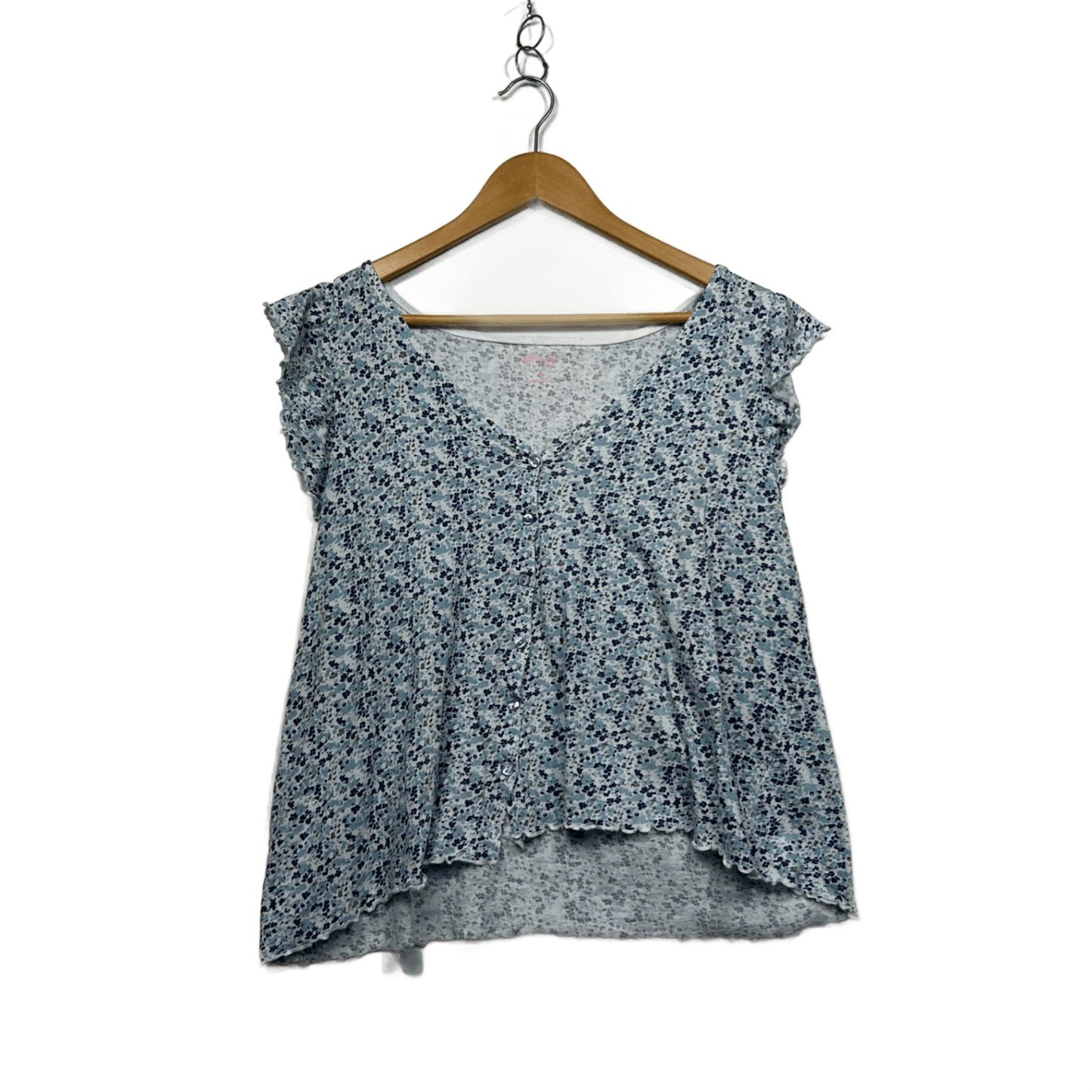 edited Sleep Pyjama Set Size 18 Blue Floral Cotton Top & Shorts