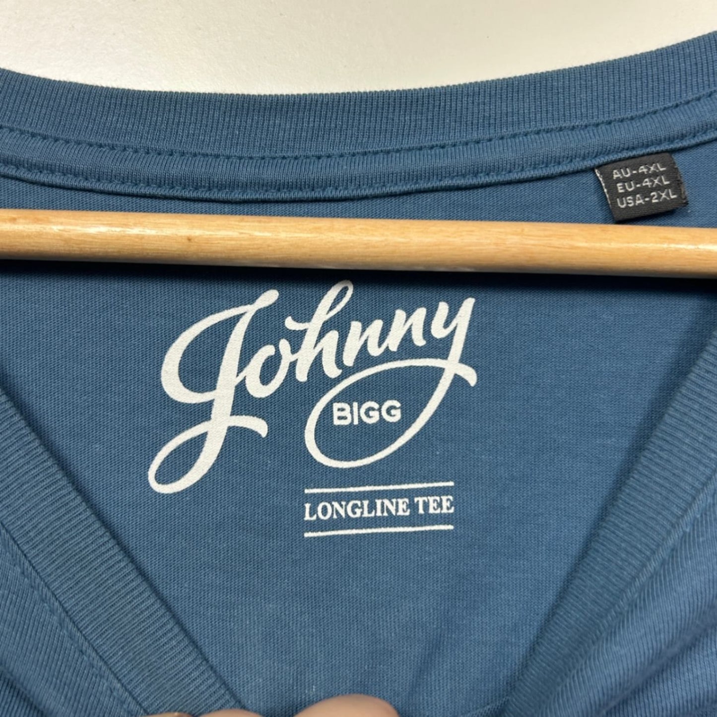 Johnny Bigg Men's Blue Crew Neck Short Sleeve Longline Tee T-Shirt Size 4XL